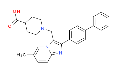 CAS No. 728864-57-1, 1-((2-([1,1'-Biphenyl]-4-yl)-6-methylimidazo[1,2-a]pyridin-3-yl)methyl)piperidine-4-carboxylic acid