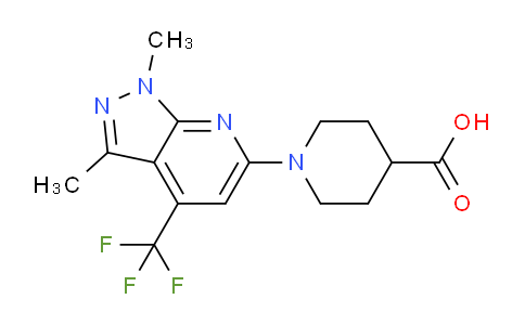 CAS No. 1308649-27-5, 1-(1,3-Dimethyl-4-(trifluoromethyl)-1H-pyrazolo[3,4-b]pyridin-6-yl)piperidine-4-carboxylic acid