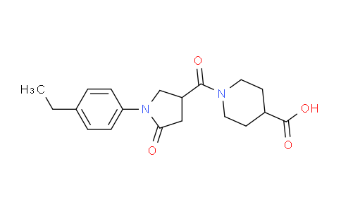 CAS No. 1051138-08-9, 1-(1-(4-Ethylphenyl)-5-oxopyrrolidine-3-carbonyl)piperidine-4-carboxylic acid