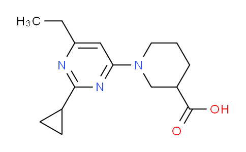 CAS No. 1713462-71-5, 1-(2-Cyclopropyl-6-ethylpyrimidin-4-yl)piperidine-3-carboxylic acid