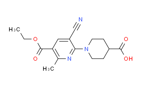 CAS No. 919354-24-8, 1-(3-Cyano-5-(ethoxycarbonyl)-6-methylpyridin-2-yl)piperidine-4-carboxylic acid