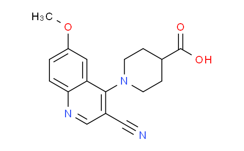 CAS No. 1351819-53-8, 1-(3-Cyano-6-methoxyquinolin-4-yl)piperidine-4-carboxylic acid