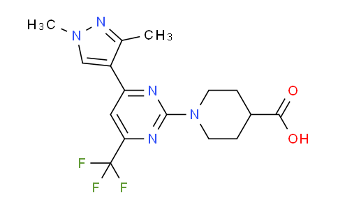 CAS No. 1006334-19-5, 1-(4-(1,3-Dimethyl-1H-pyrazol-4-yl)-6-(trifluoromethyl)pyrimidin-2-yl)piperidine-4-carboxylic acid