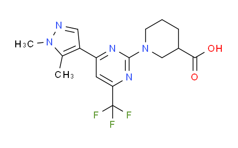 CAS No. 1006348-78-2, 1-(4-(1,5-Dimethyl-1H-pyrazol-4-yl)-6-(trifluoromethyl)pyrimidin-2-yl)piperidine-3-carboxylic acid