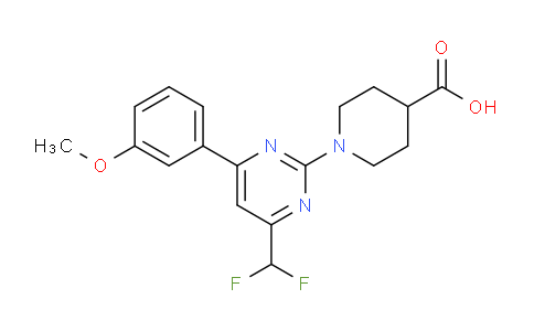 CAS No. 863209-30-7, 1-(4-(Difluoromethyl)-6-(3-methoxyphenyl)pyrimidin-2-yl)piperidine-4-carboxylic acid