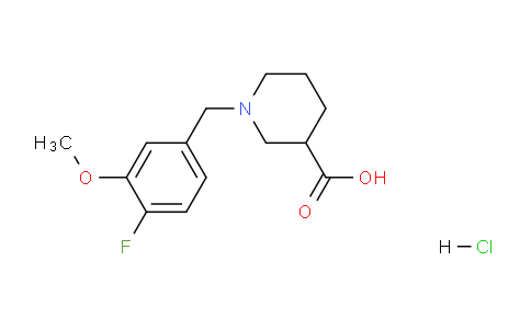 CAS No. 1185303-86-9, 1-(4-Fluoro-3-methoxybenzyl)piperidine-3-carboxylic acid hydrochloride