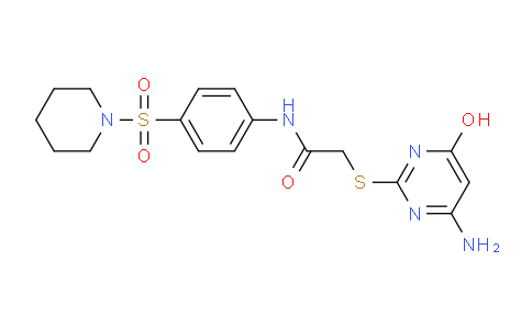 CAS No. 412922-32-8, 2-((4-Amino-6-hydroxypyrimidin-2-yl)thio)-N-(4-(piperidin-1-ylsulfonyl)phenyl)acetamide