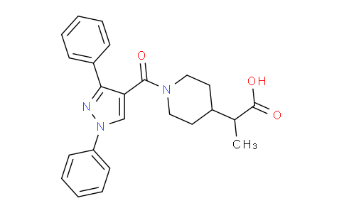CAS No. 1172525-00-6, 2-(1-(1,3-Diphenyl-1H-pyrazole-4-carbonyl)piperidin-4-yl)propanoic acid