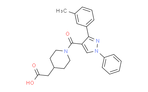 CAS No. 1172417-82-1, 2-(1-(1-Phenyl-3-(m-tolyl)-1H-pyrazole-4-carbonyl)piperidin-4-yl)acetic acid