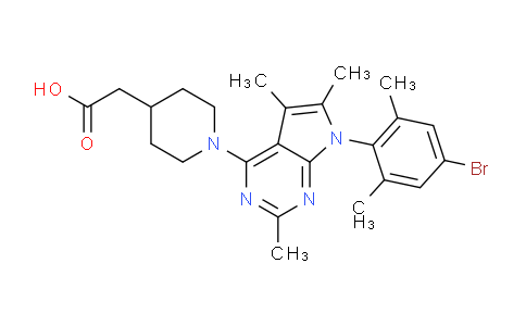 CAS No. 872865-11-7, 2-(1-(7-(4-Bromo-2,6-dimethylphenyl)-2,5,6-trimethyl-7H-pyrrolo[2,3-d]pyrimidin-4-yl)piperidin-4-yl)acetic acid