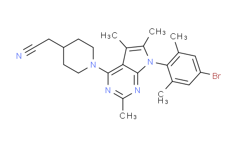 CAS No. 724475-37-0, 2-(1-(7-(4-Bromo-2,6-dimethylphenyl)-2,5,6-trimethyl-7H-pyrrolo[2,3-d]pyrimidin-4-yl)piperidin-4-yl)acetonitrile