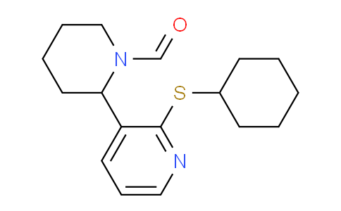 CAS No. 1352542-09-6, 2-(2-(Cyclohexylthio)pyridin-3-yl)piperidine-1-carbaldehyde
