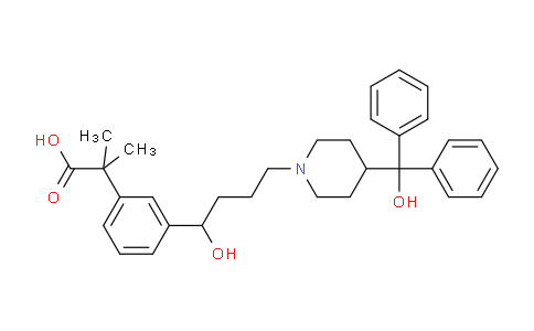 CAS No. 479035-75-1, 2-(3-(1-Hydroxy-4-(4-(hydroxydiphenylmethyl)piperidin-1-yl)butyl)phenyl)-2-methylpropanoic acid