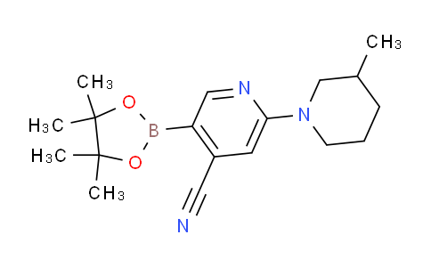 CAS No. 1356087-25-6, 2-(3-Methylpiperidin-1-yl)-5-(4,4,5,5-tetramethyl-1,3,2-dioxaborolan-2-yl)isonicotinonitrile