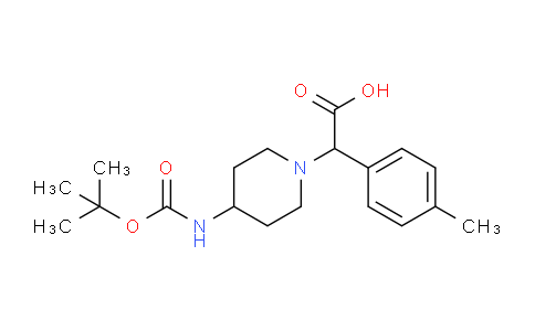 CAS No. 885275-57-0, 2-(4-((tert-Butoxycarbonyl)amino)piperidin-1-yl)-2-(p-tolyl)acetic acid