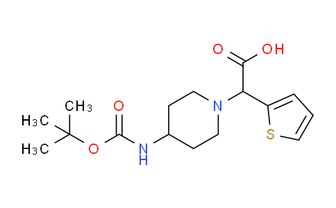 CAS No. 885275-38-7, 2-(4-((tert-Butoxycarbonyl)amino)piperidin-1-yl)-2-(thiophen-2-yl)acetic acid