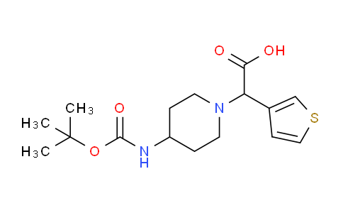 CAS No. 885275-49-0, 2-(4-((tert-Butoxycarbonyl)amino)piperidin-1-yl)-2-(thiophen-3-yl)acetic acid