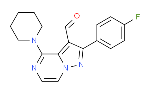 CAS No. 1707668-16-3, 2-(4-Fluorophenyl)-4-(piperidin-1-yl)pyrazolo[1,5-a]pyrazine-3-carbaldehyde