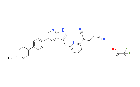 CAS No. 1956377-29-9, 2-(6-((5-(4-(1-Methylpiperidin-4-yl)phenyl)-1H-pyrrolo[2,3-b]pyridin-3-yl)methyl)pyridin-2-yl)pentanedinitrile 2,2,2-trifluoroacetate