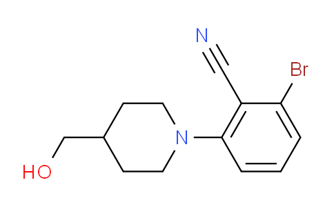 CAS No. 1260757-37-6, 2-Bromo-6-[4-(hydroxymethyl)piperidino]benzonitrile