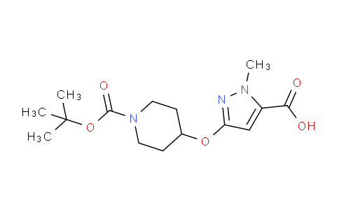 CAS No. 1169563-43-2, 3-((1-(tert-Butoxycarbonyl)piperidin-4-yl)oxy)-1-methyl-1H-pyrazole-5-carboxylic acid