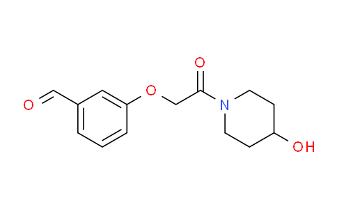 CAS No. 1365940-18-6, 3-(2-(4-Hydroxypiperidin-1-yl)-2-oxoethoxy)benzaldehyde