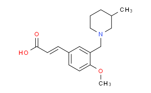 CAS No. 1119452-76-4, 3-(4-Methoxy-3-((3-methylpiperidin-1-yl)methyl)phenyl)acrylic acid