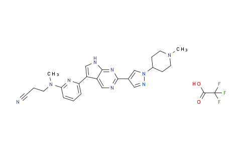 CAS No. 1956321-82-6, 3-(Methyl(6-(2-(1-(1-methylpiperidin-4-yl)-1H-pyrazol-4-yl)-7H-pyrrolo[2,3-d]pyrimidin-5-yl)pyridin-2-yl)amino)propanenitrile 2,2,2-trifluoroacetate