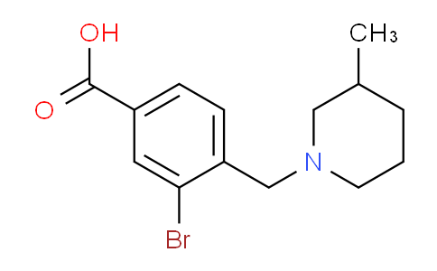 CAS No. 1131594-60-9, 3-Bromo-4-((3-methylpiperidin-1-yl)methyl)benzoic acid