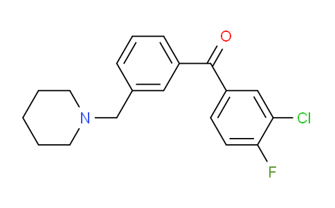 CAS No. 898793-28-7, 3-Chloro-4-fluoro-3'-piperidinomethyl benzophenone