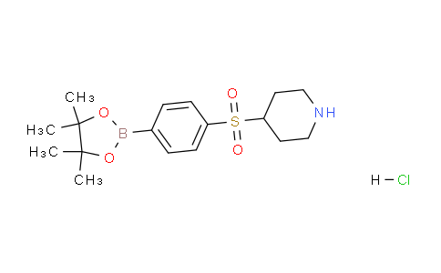 CAS No. 2304634-02-2, 4-((4-(4,4,5,5-Tetramethyl-1,3,2-dioxaborolan-2-yl)phenyl)sulfonyl)piperidine hydrochloride