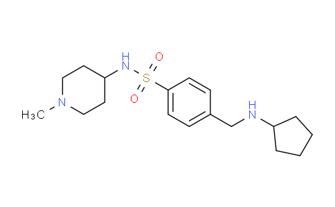 CAS No. 1336912-20-9, 4-((Cyclopentylamino)methyl)-N-(1-methylpiperidin-4-yl)benzenesulfonamide