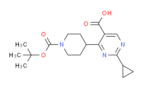 CAS No. 1707566-57-1, 4-(1-(tert-Butoxycarbonyl)piperidin-4-yl)-2-cyclopropylpyrimidine-5-carboxylic acid
