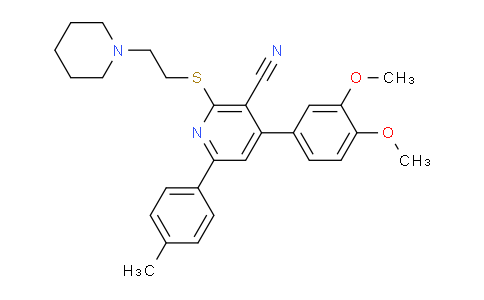 CAS No. 332910-69-7, 4-(3,4-Dimethoxyphenyl)-2-((2-(piperidin-1-yl)ethyl)thio)-6-(p-tolyl)nicotinonitrile