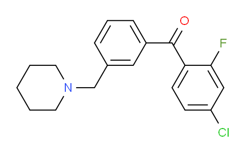 CAS No. 898793-46-9, 4-Chloro-2-fluoro-3'-piperidinomethyl benzophenone