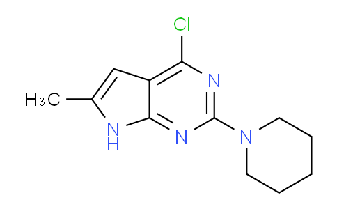 CAS No. 1263213-88-2, 4-Chloro-6-methyl-2-(piperidin-1-yl)-7H-pyrrolo[2,3-d]pyrimidine