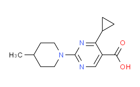 CAS No. 1707399-69-6, 4-Cyclopropyl-2-(4-methylpiperidin-1-yl)pyrimidine-5-carboxylic acid