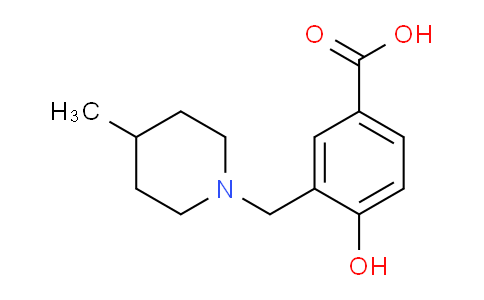 CAS No. 1707378-77-5, 4-Hydroxy-3-((4-methylpiperidin-1-yl)methyl)benzoic acid