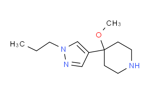 CAS No. 1707396-04-0, 4-Methoxy-4-(1-propyl-1H-pyrazol-4-yl)piperidine