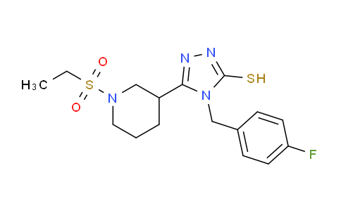 CAS No. 932807-07-3, 5-(1-(Ethylsulfonyl)piperidin-3-yl)-4-(4-fluorobenzyl)-4H-1,2,4-triazole-3-thiol