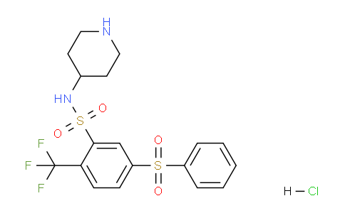 CAS No. 1781835-02-6, 5-(Phenylsulfonyl)-N-(piperidin-4-yl)-2-(trifluoromethyl)benzenesulfonamide hydrochloride