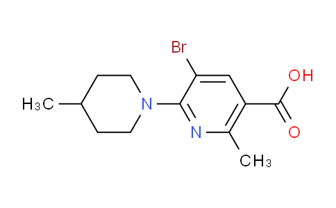 CAS No. 1443290-37-6, 5-Bromo-2-methyl-6-(4-methylpiperidin-1-yl)nicotinic acid