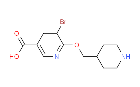CAS No. 1216949-97-1, 5-Bromo-6-(piperidin-4-ylmethoxy)nicotinic acid