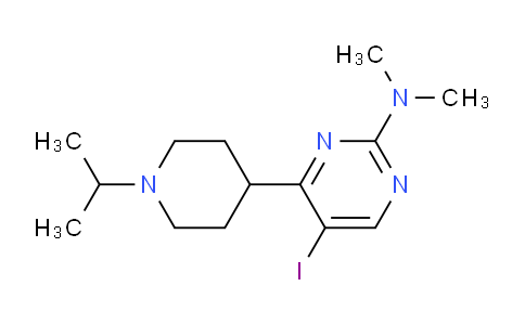 CAS No. 1361115-12-9, 5-Iodo-4-(1-isopropylpiperidin-4-yl)-N,N-dimethylpyrimidin-2-amine