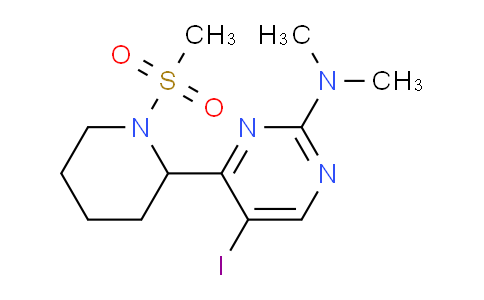 CAS No. 1361116-02-0, 5-Iodo-N,N-dimethyl-4-(1-(methylsulfonyl)piperidin-2-yl)pyrimidin-2-amine