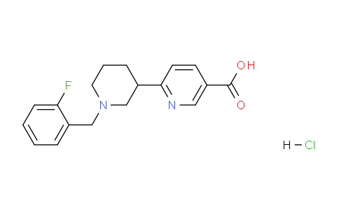 CAS No. 1361116-41-7, 6-(1-(2-Fluorobenzyl)piperidin-3-yl)nicotinic acid hydrochloride