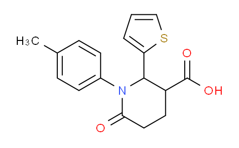 CAS No. 855715-10-5, 6-Oxo-2-(thiophen-2-yl)-1-(p-tolyl)piperidine-3-carboxylic acid