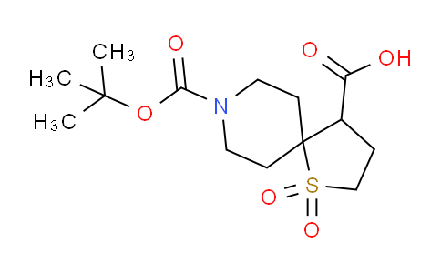 CAS No. 1373028-36-4, 8-(tert-Butoxycarbonyl)-1-thia-8-azaspiro[4.5]decane-4-carboxylic acid 1,1-dioxide