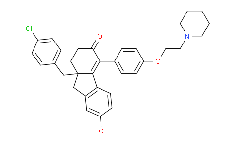 CAS No. 851107-28-3, 9a-(4-Chlorobenzyl)-7-hydroxy-4-(4-(2-(piperidin-1-yl)ethoxy)phenyl)-9,9a-dihydro-1H-fluoren-3(2H)-one