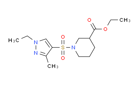 CAS No. 1005629-22-0, Ethyl 1-((1-ethyl-3-methyl-1H-pyrazol-4-yl)sulfonyl)piperidine-3-carboxylate